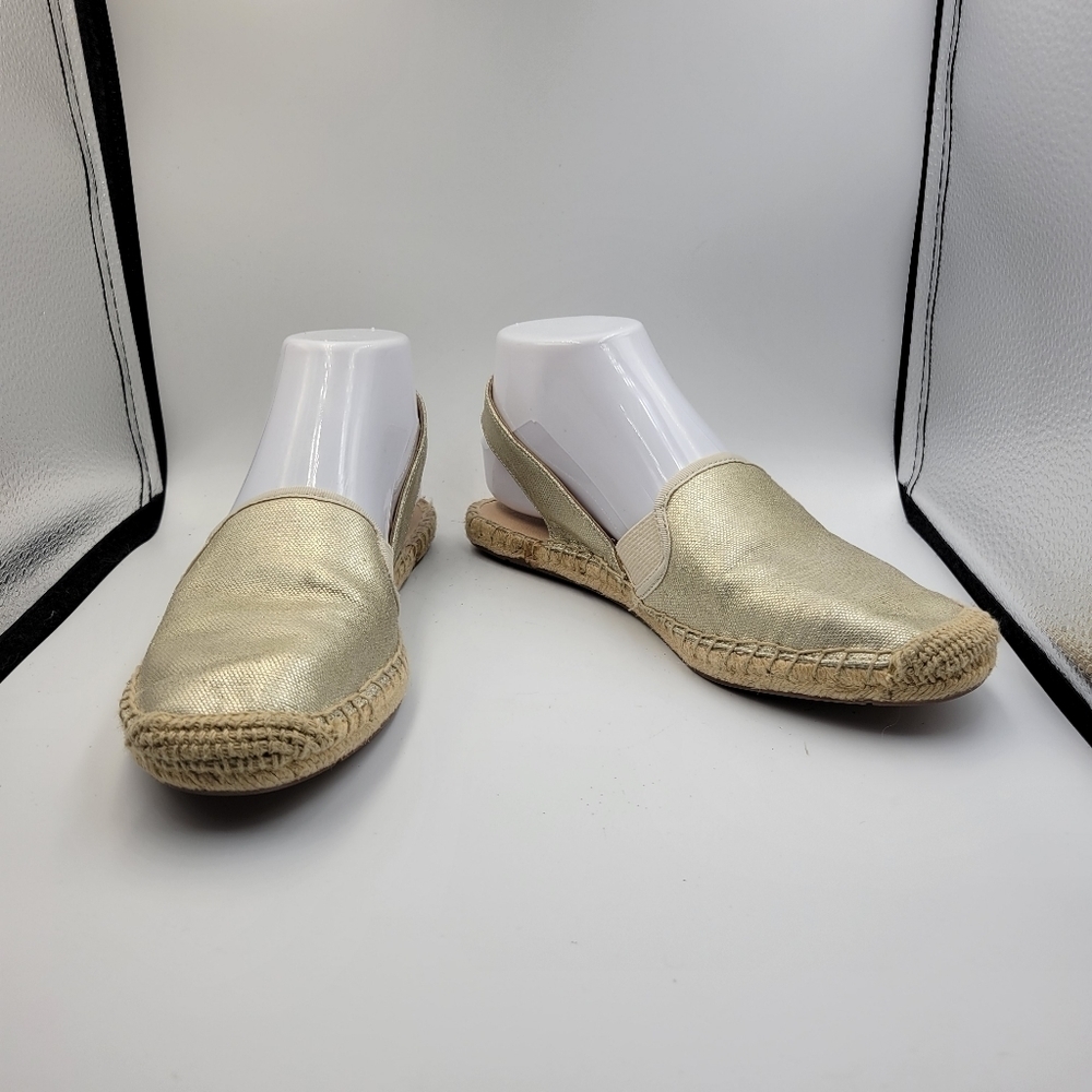 Franco Sarto Gold Espadrille Slingback Sandals Sz 7